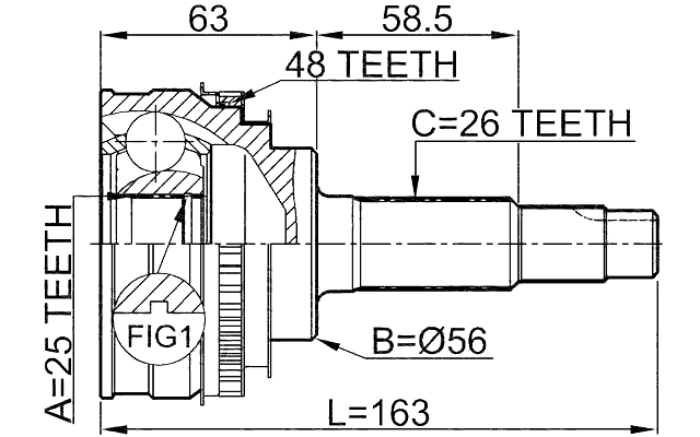 0110-065A48 - OUTER CV JOINT 25X56X26