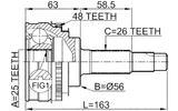 0110-065A48 - OUTER CV JOINT 25X56X26