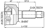 0110-075 - OUTER CV JOINT 26X47X24