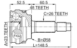0110-077A48 - OUTER CV JOINT 23X58X26