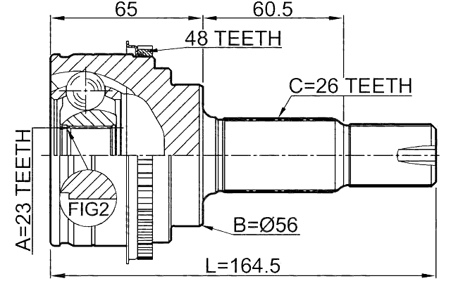 0110-ACU35A48R - OUTER CV JOINT REAR 23X56X26