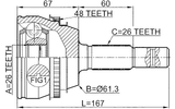 0110-ACV36A48 - OUTER CV JOINT 26X61.3X26