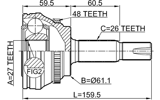0110-ASV50A48 - OUTER CV JOINT 27X61X26