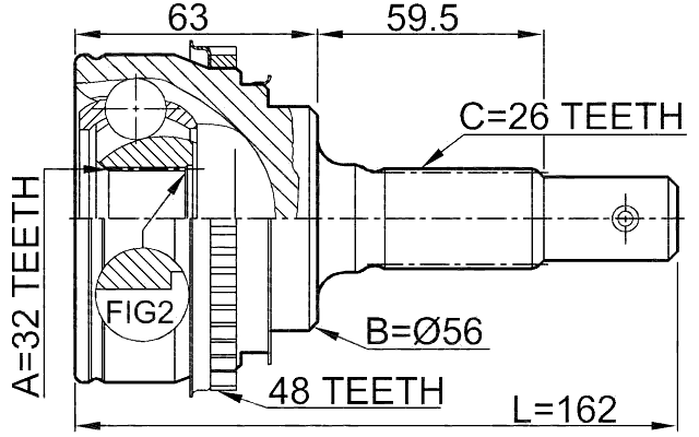 0110-AT190A48 - OUTER CV JOINT 32X56X26
