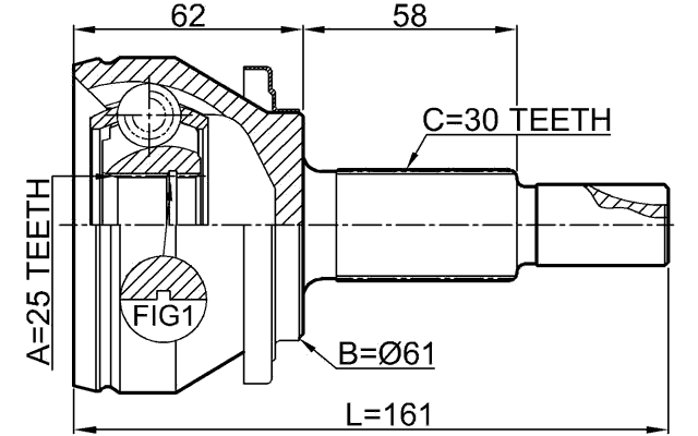 0110-AUR20 - OUTER CV JOINT 25X61X30