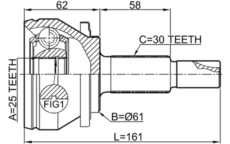 0110-AUR20 - OUTER CV JOINT 25X61X30
