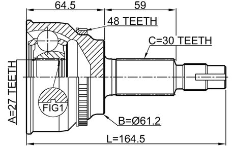 0110-AVV50A48 - OUTER CV JOINT 27X61.2X30