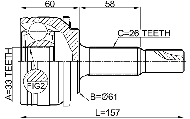 0110-AXVA70 - OUTER CV JOINT 33X61X26