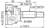 0110-AZT250A48 - OUTER CV JOINT 25X58X26