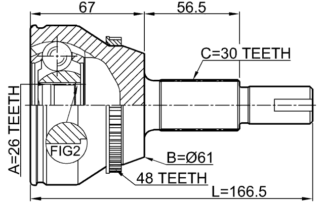 0110-GGL15A48 - OUTER CV JOINT 26X61X30