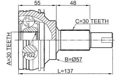 0110-GRX125 - OUTER CV JOINT 30X57X30