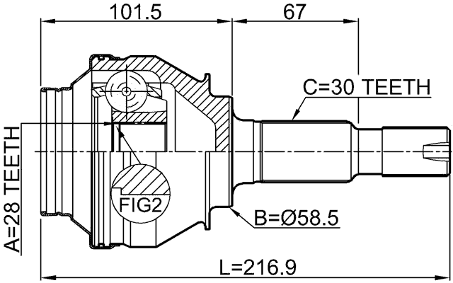 0110-GRX133R - OUTER CV JOINT REAR 28X58.5X30