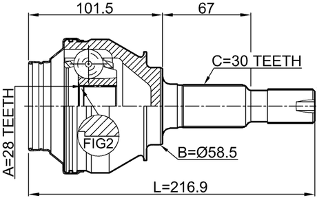 0110-GRX133R - OUTER CV JOINT REAR 28X58.5X30