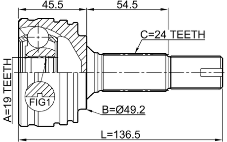 0110-KGB10 - OUTER CV JOINT 19X49.2X24