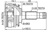 0110-KLH22A48R - OUTER CV JOINT REAR 24X63X30