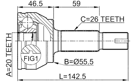 0110-KSP90 - OUTER CV JOINT 20X55.5X26