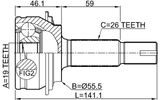 0110-KSP90Z19 - OUTER CV JOINT 19X55.6X26