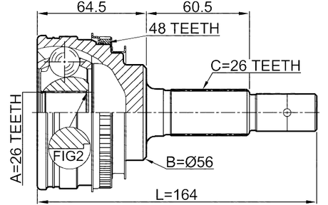0110-MCU10A48R - OUTER CV JOINT REAR 26X56X26