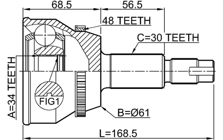 0110-MHU38A48 - OUTER CV JOINT 34X61X30