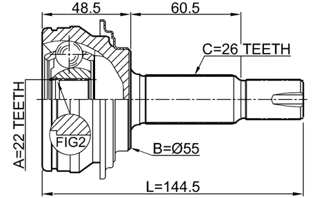 0110-NCP90 - OUTER CV JOINT 22X55X26