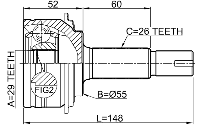0110-NGJ10 - OUTER CV JOINT 29X55X26