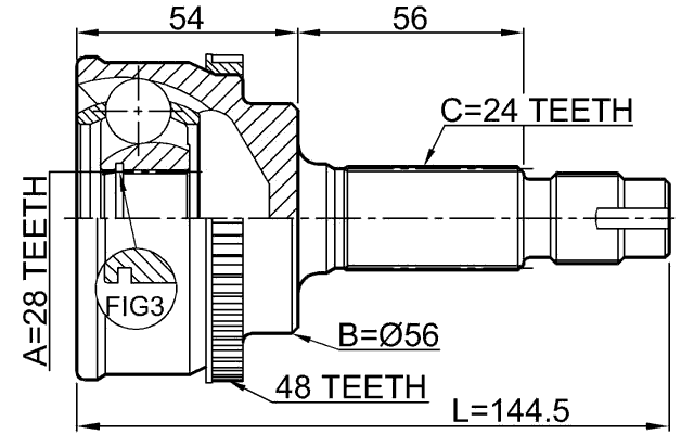 0110-NLP10A48 - OUTER CV JOINT 28X56X24