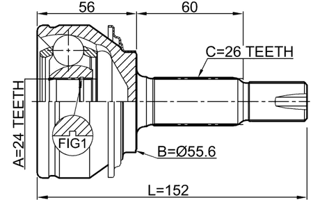 0110-NSP90 - OUTER CV JOINT 24X55X26