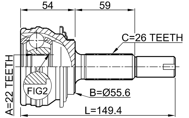 0110-SCP90 - OUTER CV JOINT 22X56X26