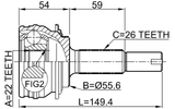 0110-SCP90 - OUTER CV JOINT 22X56X26