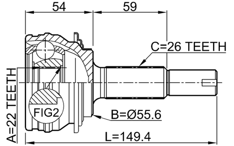 0110-SCP90 - OUTER CV JOINT 22X56X26