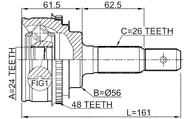 0110-SXV20A48 - OUTER CV JOINT 24X56X26