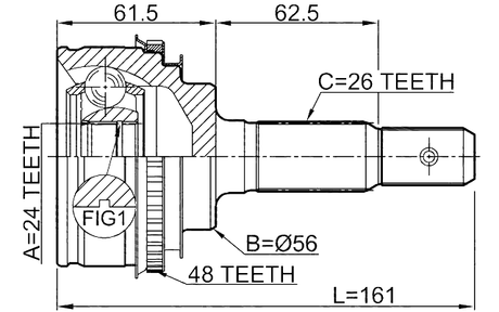 0110-SXV20A48 - OUTER CV JOINT 24X56X26