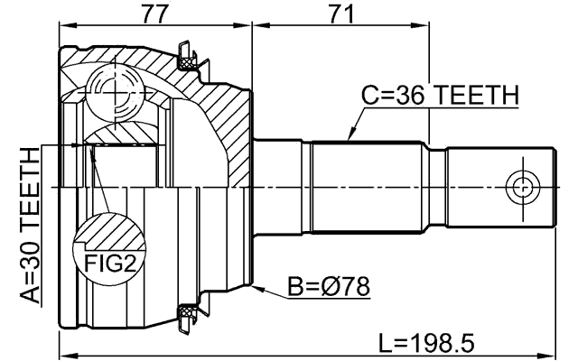 0110-UCK50 - OUTER CV JOINT 30X78X36