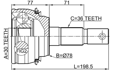 0110-UCK50 - OUTER CV JOINT 30X78X36