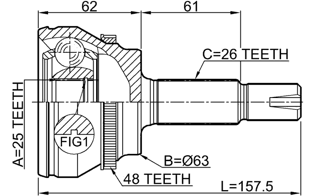 0110-ZNRA48 - OUTER CV JOINT 25X63X26