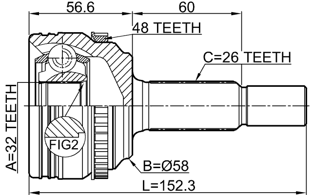0110-ZRE142A48 - OUTER CV JOINT 32X56X26