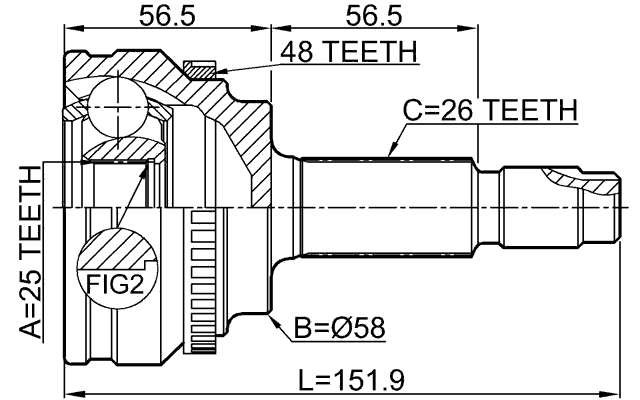 0110-ZRE144A48 - OUTER CV JOINT 25X58X26