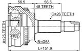 0110-ZRE144A48 - OUTER CV JOINT 25X58X26