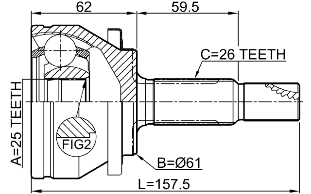 0110-ZRE181 - OUTER CV JOINT 25X61X26