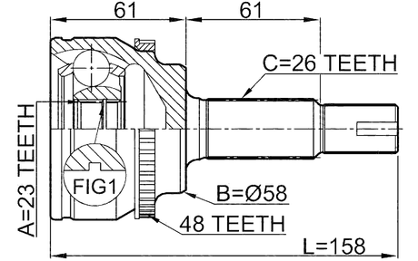 0110-ZZE120A48 - OUTER CV JOINT 23X58X26