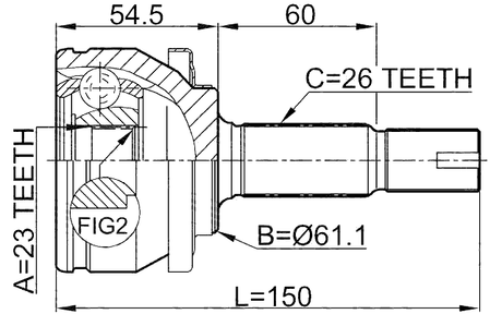 0110-ZZE150 - OUTER CV JOINT 23X61X26