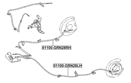 01100-GRN28LH - PARKING BRAKE CABLE, LEFT