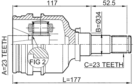 0111-001 - INNER CV JOINT 23X34X23