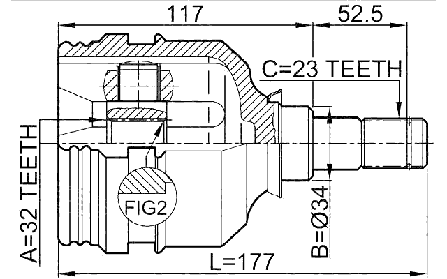 0111-190UKP - INNER CV JOINT 32X34X23