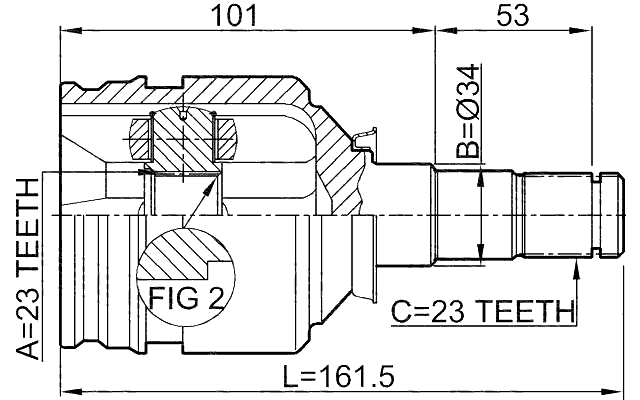 0111-1NZFE - INNER CV JOINT 23X34X23