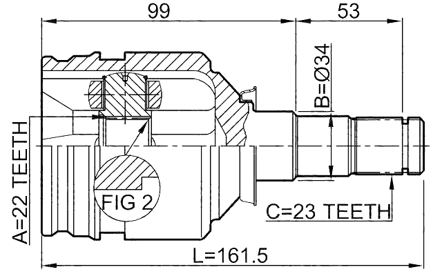 0111-2NZFE - INNER CV JOINT 22X34X23