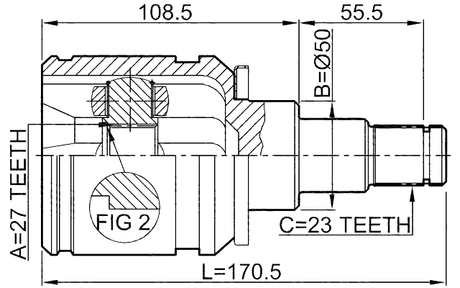 0111-ACA20LH - INNER CV JOINT LEFT 27X50X23