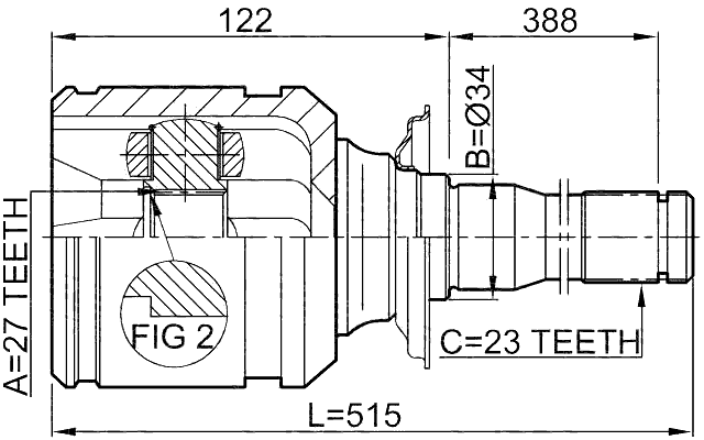 0111-ACA20RH - INNER CV JOINT RIGHT 27X34X23
