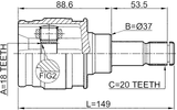 0111-ACA33R - REAR INNER CV JOINT 18X37X20