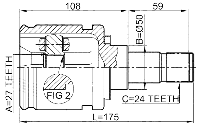 0111-ACV30LH - INNER CV JOINT LEFT 27X50X24
